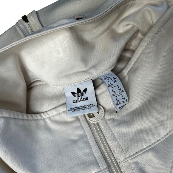 Adidas 70s Track Jacket Plus Sz 2X Zip Up Retro Top Red Off White Logo Monogram - Picture 7 of 10